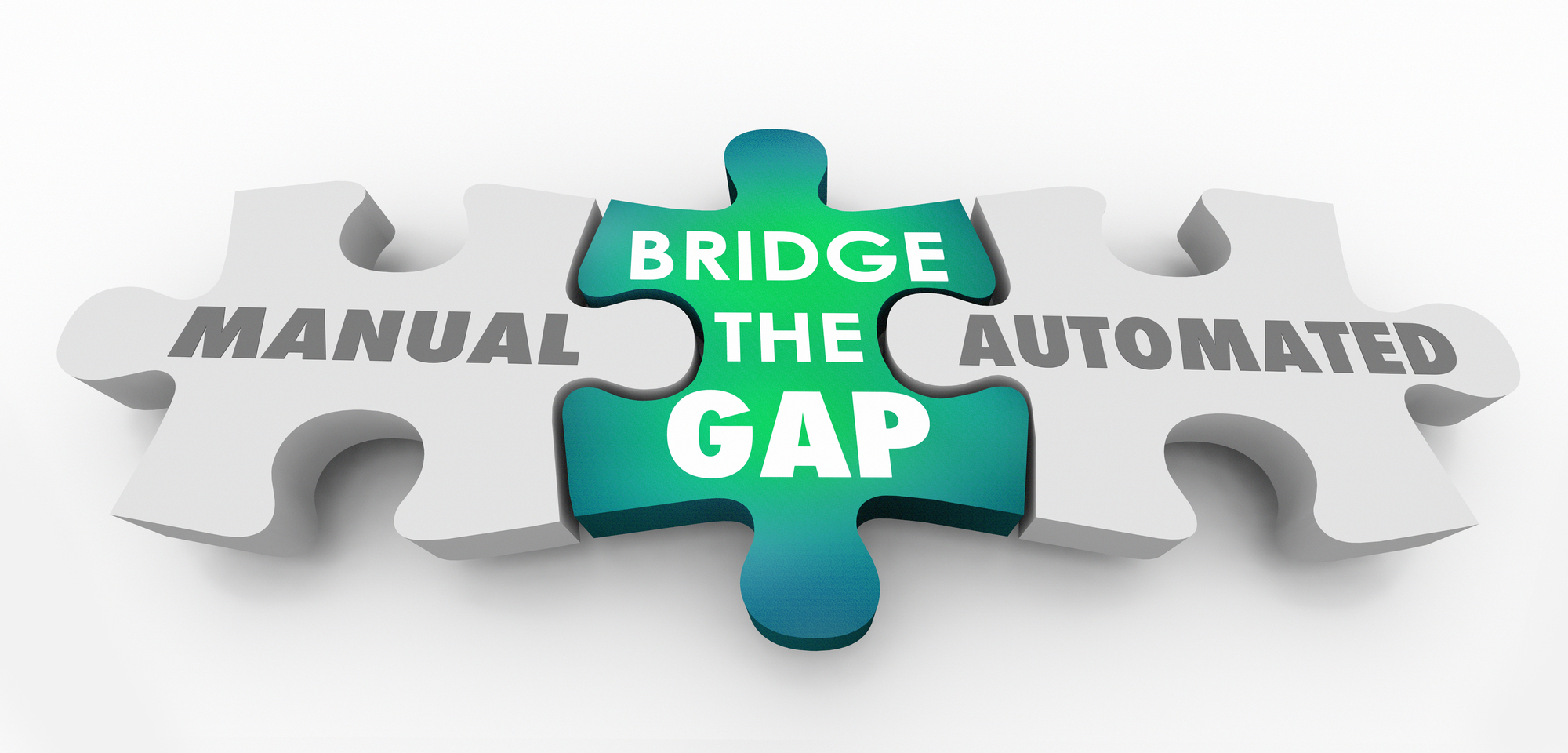 Manual Automated Bridge the Gap Puzzle Pieces 3d Illustration